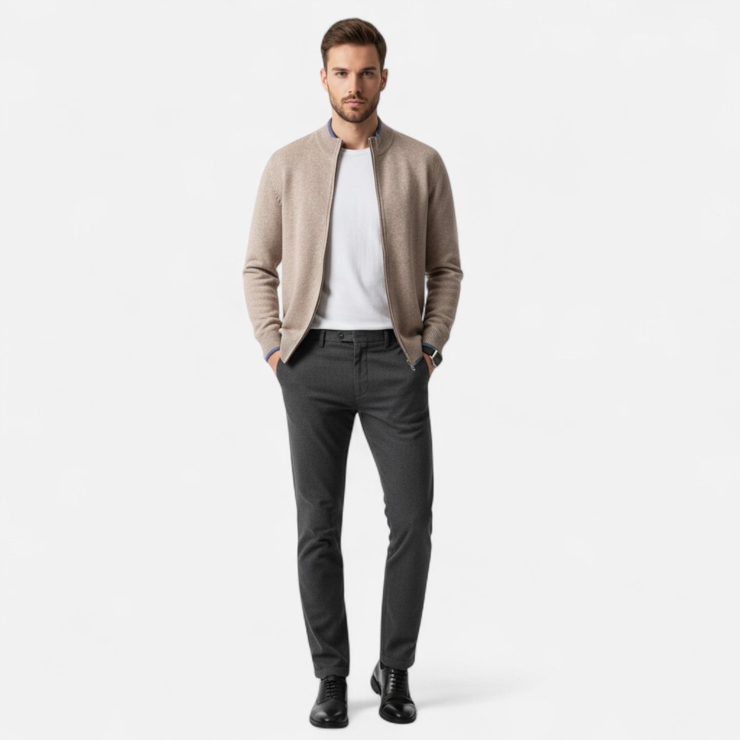 Roselains | Men’s Merino Wool Mock Neck Sweater