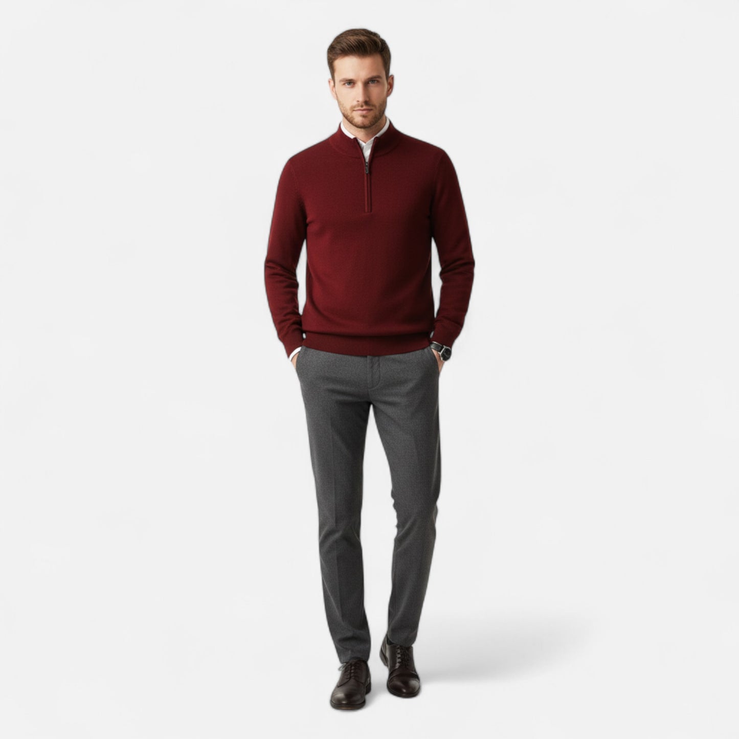 Roselains | Men’s Merino Wool Half-Zip Sweater