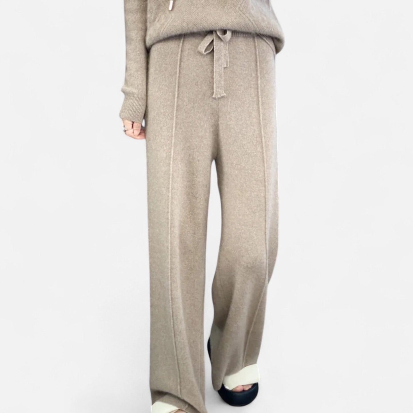 Roselains | Women’s Pure Wool Wide-Leg Knit Trousers
