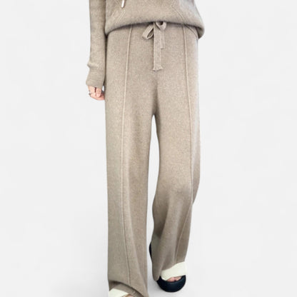 Roselains | Women’s Pure Wool Wide-Leg Knit Trousers