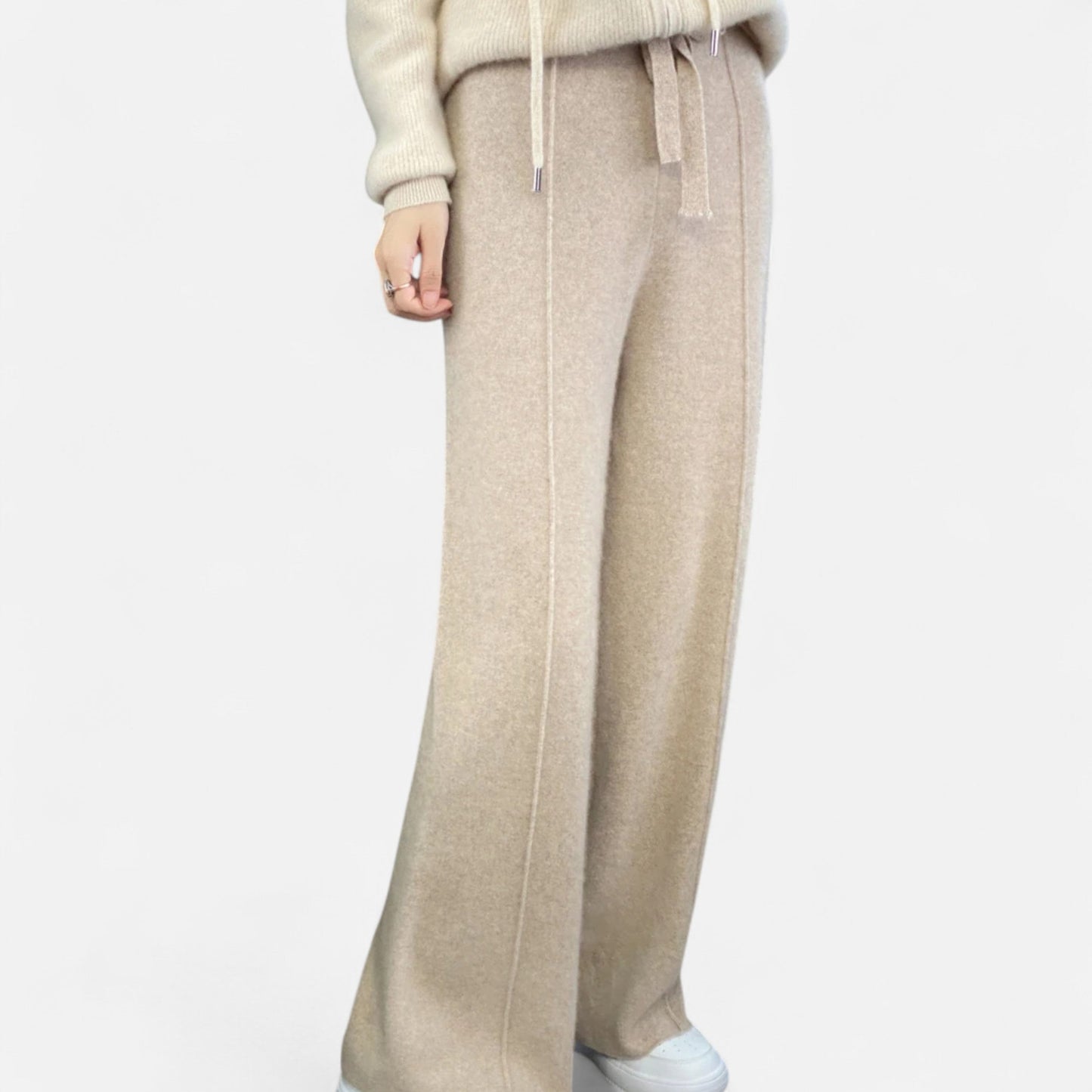 Roselains | Women’s Pure Wool Wide-Leg Knit Trousers