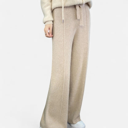 Roselains | Women’s Pure Wool Wide-Leg Knit Trousers