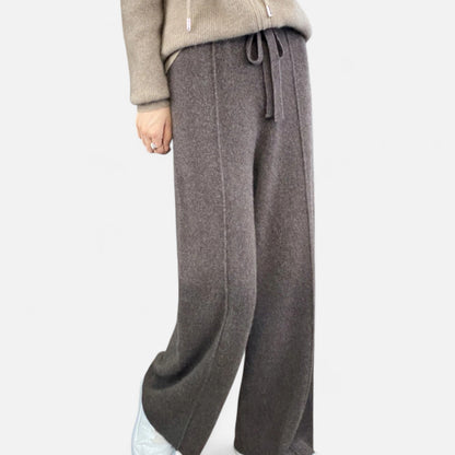 Roselains | Women’s Pure Wool Wide-Leg Knit Trousers
