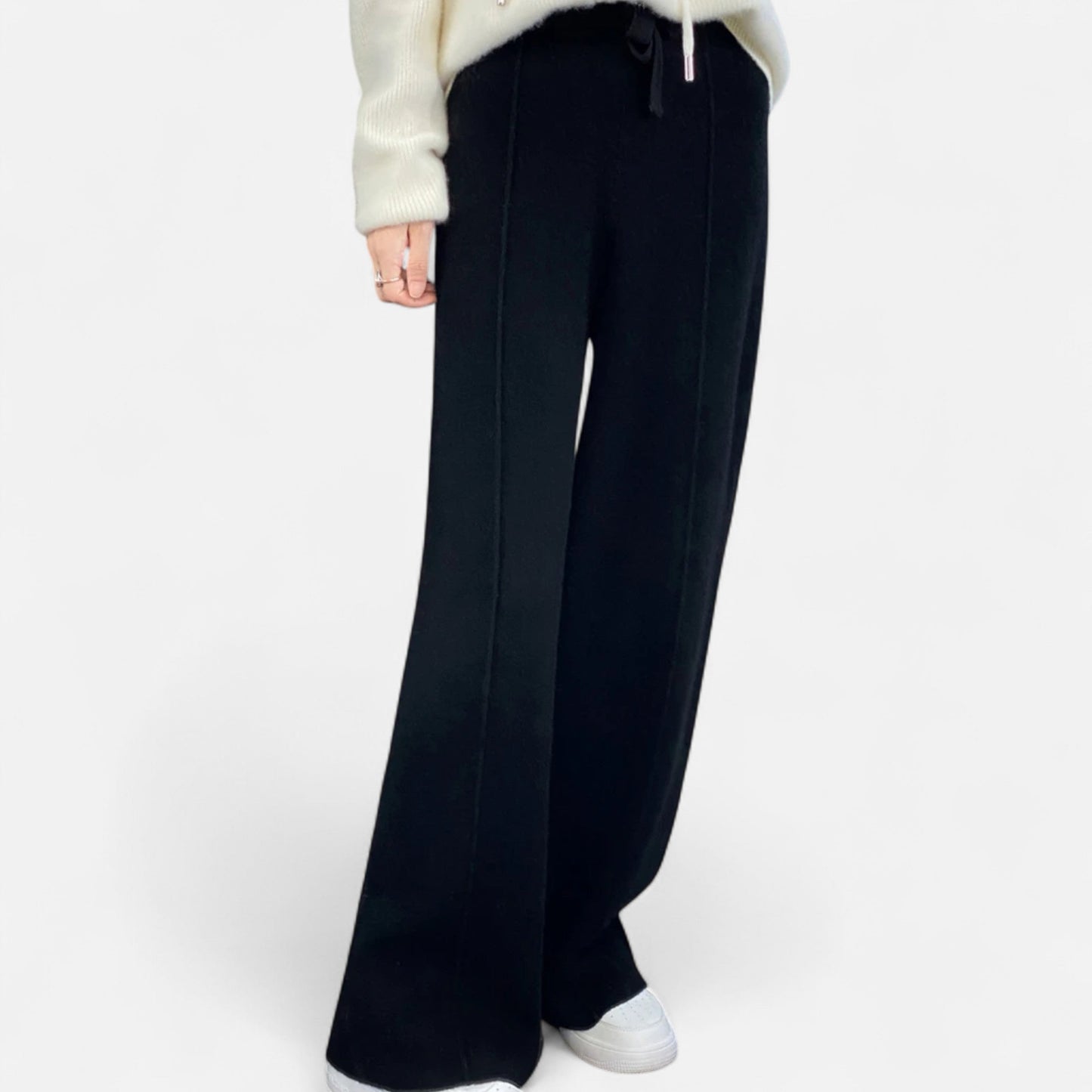 Roselains | Women’s Pure Wool Wide-Leg Knit Trousers