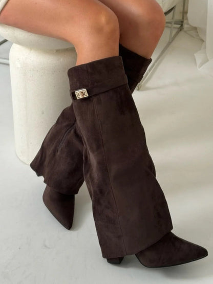 Evy | Elegant Women's Boots Made of High-Quality Suede with Golden Accents