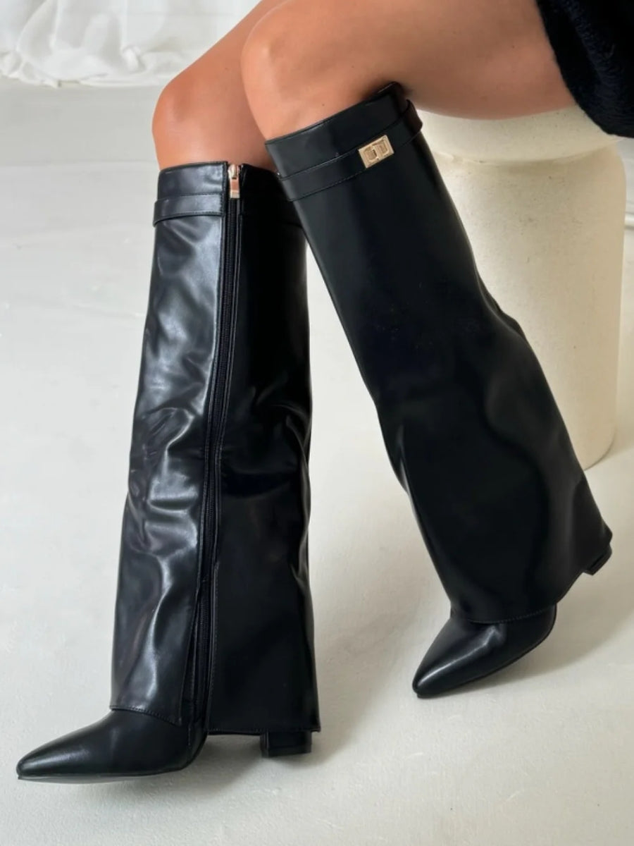 Evy | Elegant Women's Boots Made of High-Quality Suede with Golden Accents
