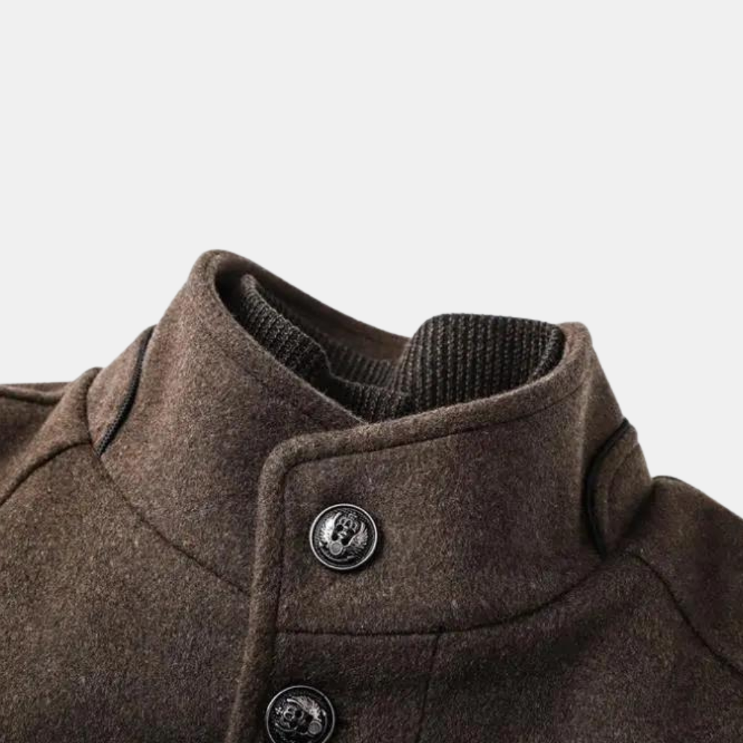 Hampus | Men's Wool Coat with Stand-Up Collar