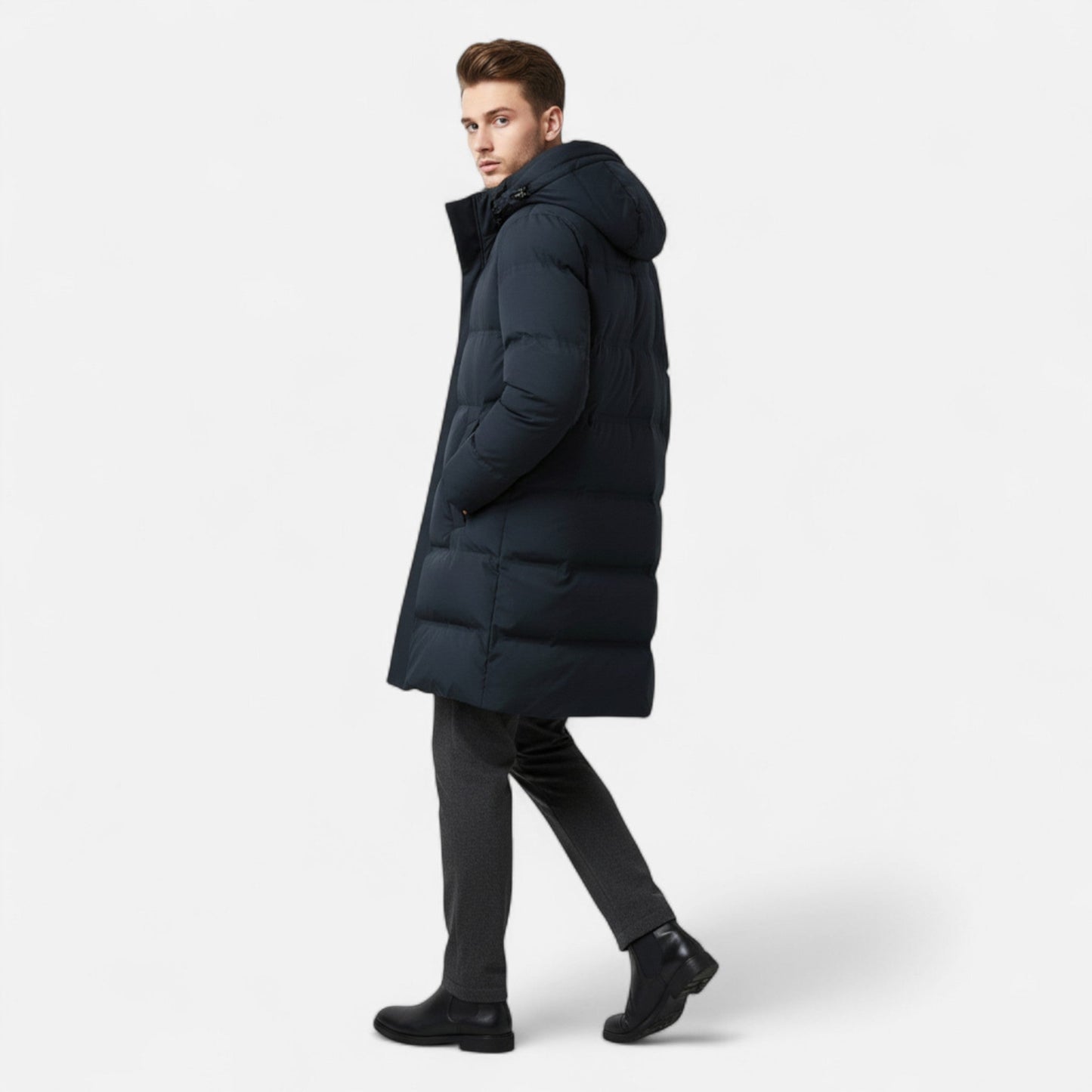 Roselains | Men’s Premium Winter Down Parka – Hooded Insulated Elegance