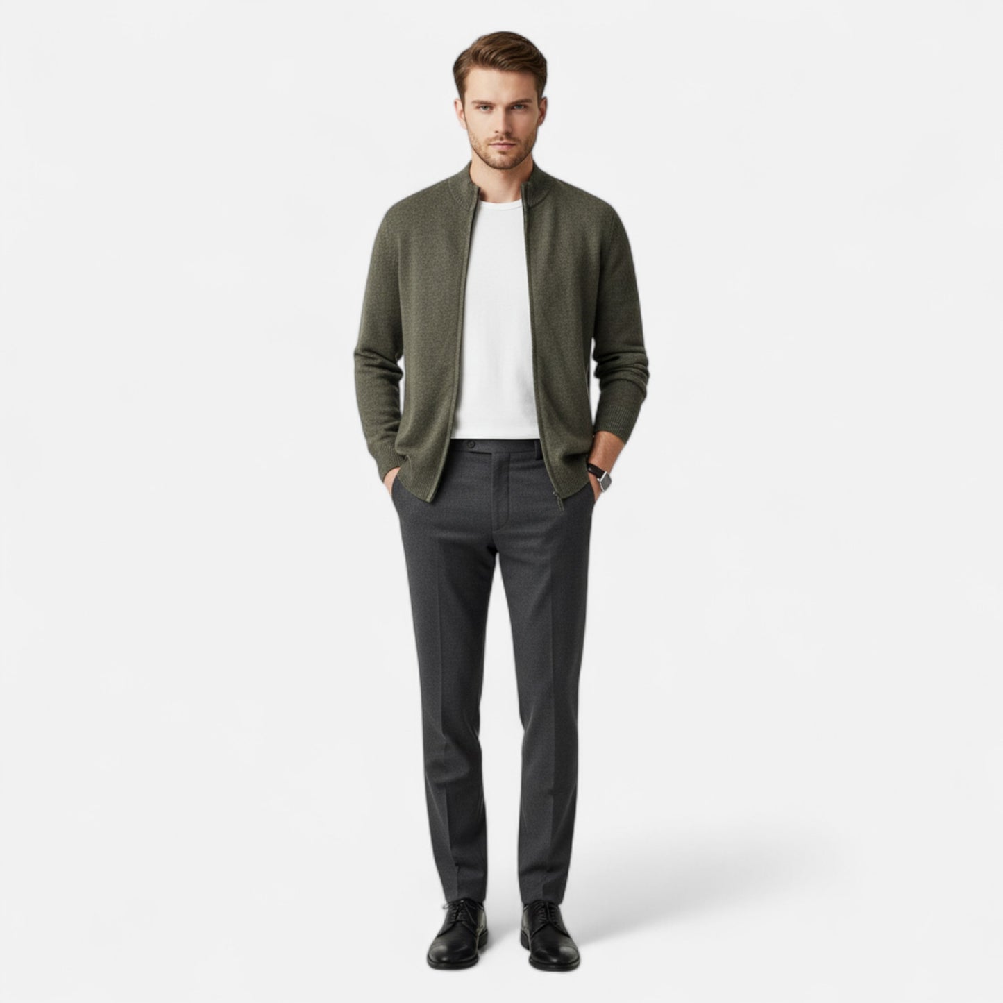 Roselains | Men’s Mock Collar Wool Sweater