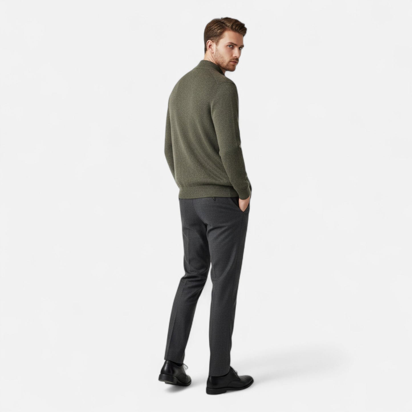 Roselains | Men’s Mock Collar Wool Sweater