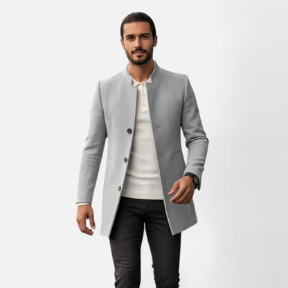 Roselains | Men’s Tailored Coat – Classic Solid Comfort