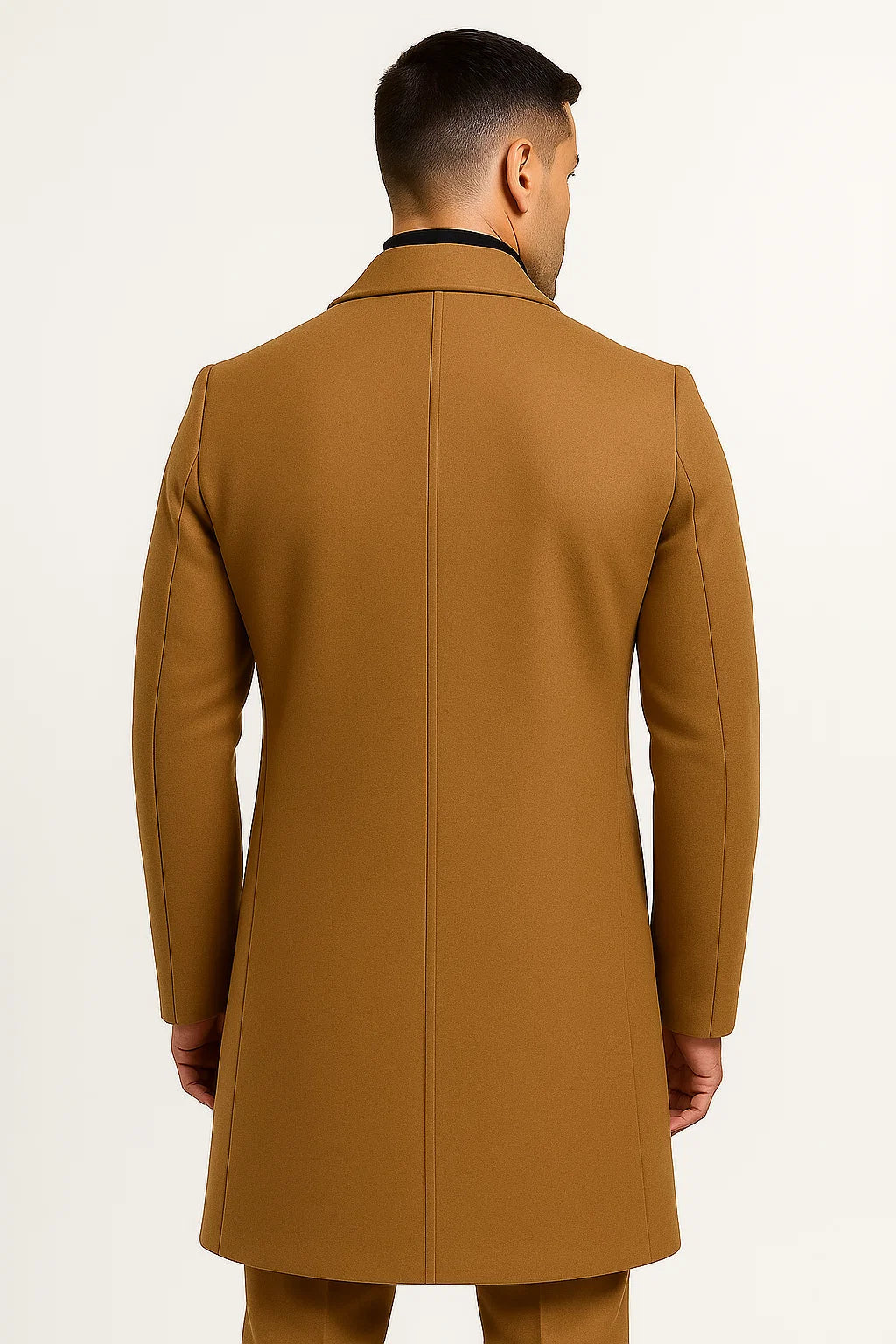 Men's Trench Coat Premium Fabric Mid-Length Notch Lapel Winter Coat