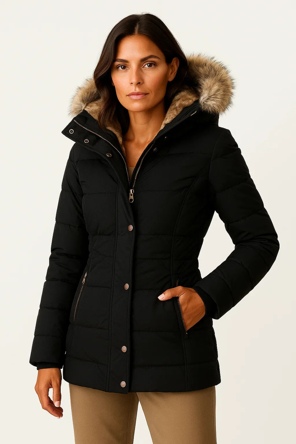 Women's Winter Coat Hooded Flattering Fit Insulated