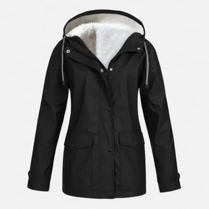 Roselains | Women’s Hooded Ski Coat in Plush Velvet Windproof