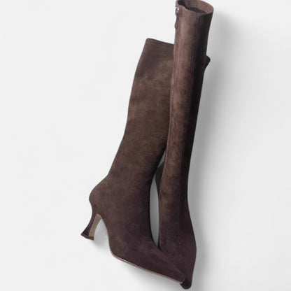 Roselains | Women’s Suede Thigh-High Heeled Boots