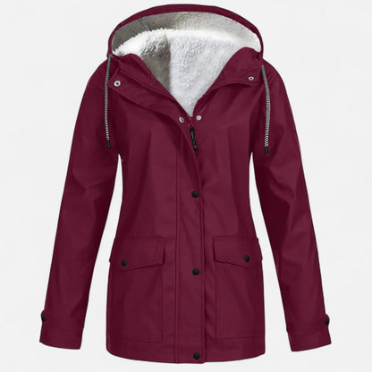 Roselains | Women’s Hooded Ski Coat in Plush Velvet Windproof