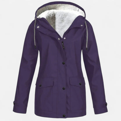 Roselains | Women’s Hooded Ski Coat in Plush Velvet Windproof