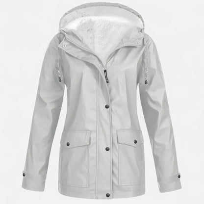 Roselains | Women’s Hooded Ski Coat in Plush Velvet Windproof