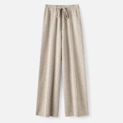 Roselains | Women’s Pure Wool Wide-Leg Knit Trousers