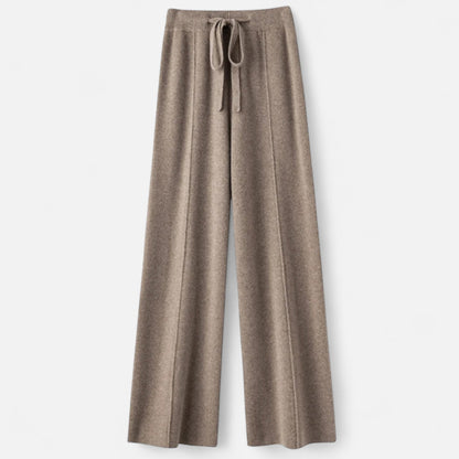 Roselains | Women’s Pure Wool Wide-Leg Knit Trousers