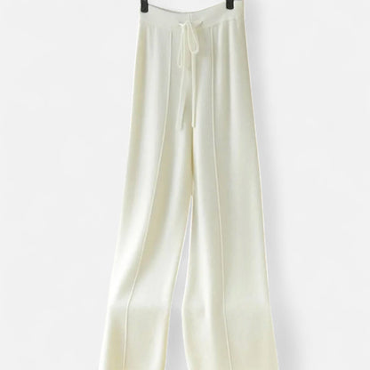 Roselains | Women’s Pure Wool Wide-Leg Knit Trousers