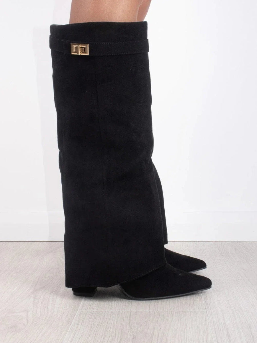 Evy | Elegant Women's Boots Made of High-Quality Suede with Golden Accents