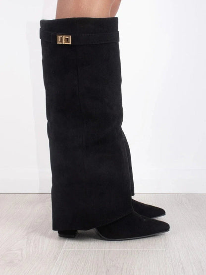 Evy | Elegant Women's Boots Made of High-Quality Suede with Golden Accents